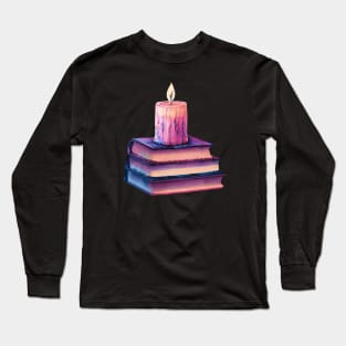 Whimsical pastel books and candle halloween. Pastelloween. Long Sleeve T-Shirt